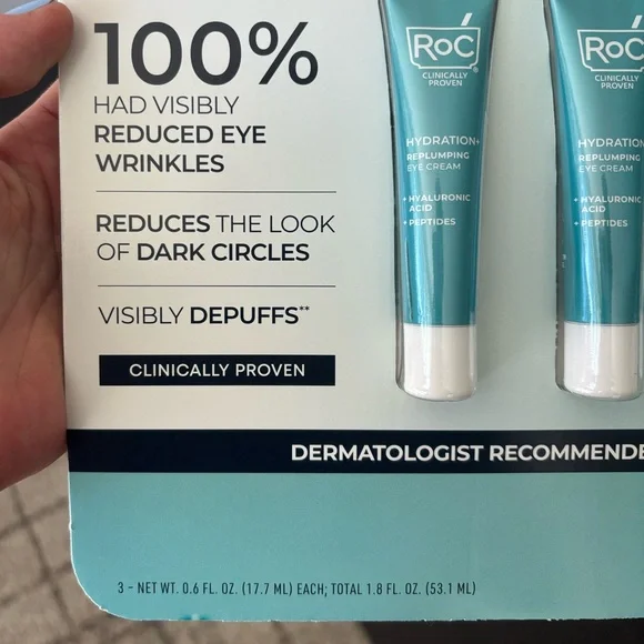 NEW ROC Hydration+ Replumping Eye Cream,
0.6 fl oz, 3-pack - Fully Sealed - Picture 3 of 8